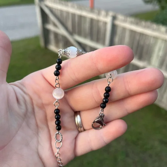 Selenite And Black Tourmaline Bracelet - Picture 3 of 4